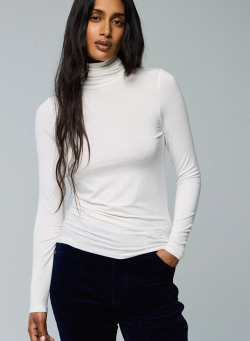 Majestic Filatures Soft Touch Long Sleeve Turtleneck in Blanc at Nordstrom, Size 1