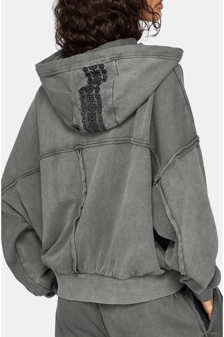 Mio Witches Knot Distressed Seam Hoody, Alternate, color, Grey