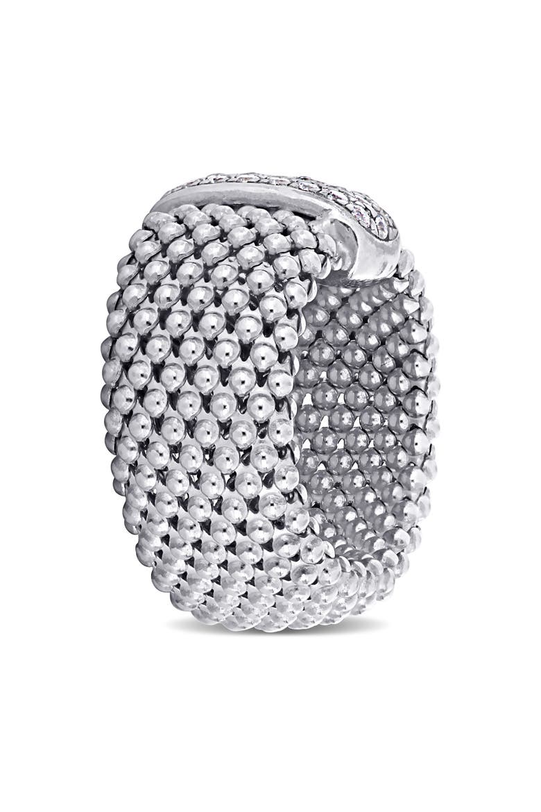 Cubic Zirconia Popcorn Design Flexible Ring, Alternate, color, Sterling Silver