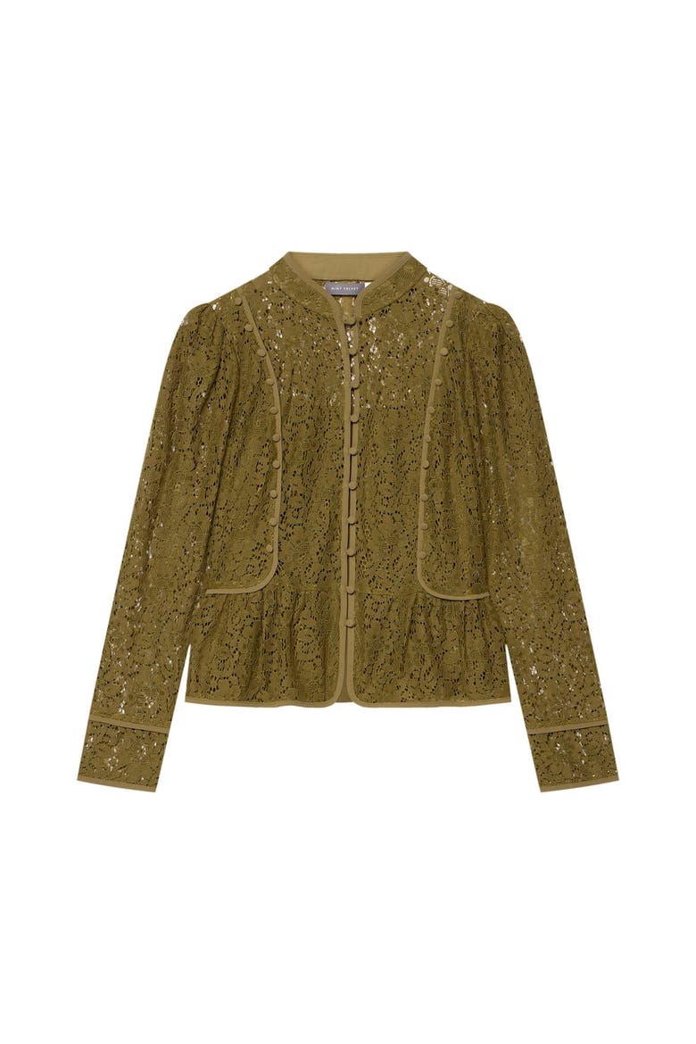 Lace Military Blouse, Alternate, color, Green