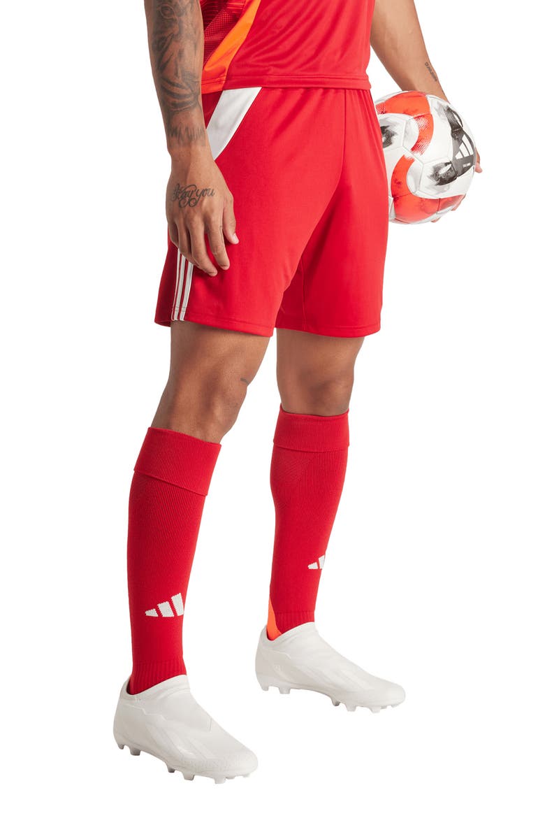 Tiro 24 Football Shorts, Alternate, color, TEAM POWER RED/ WHITE