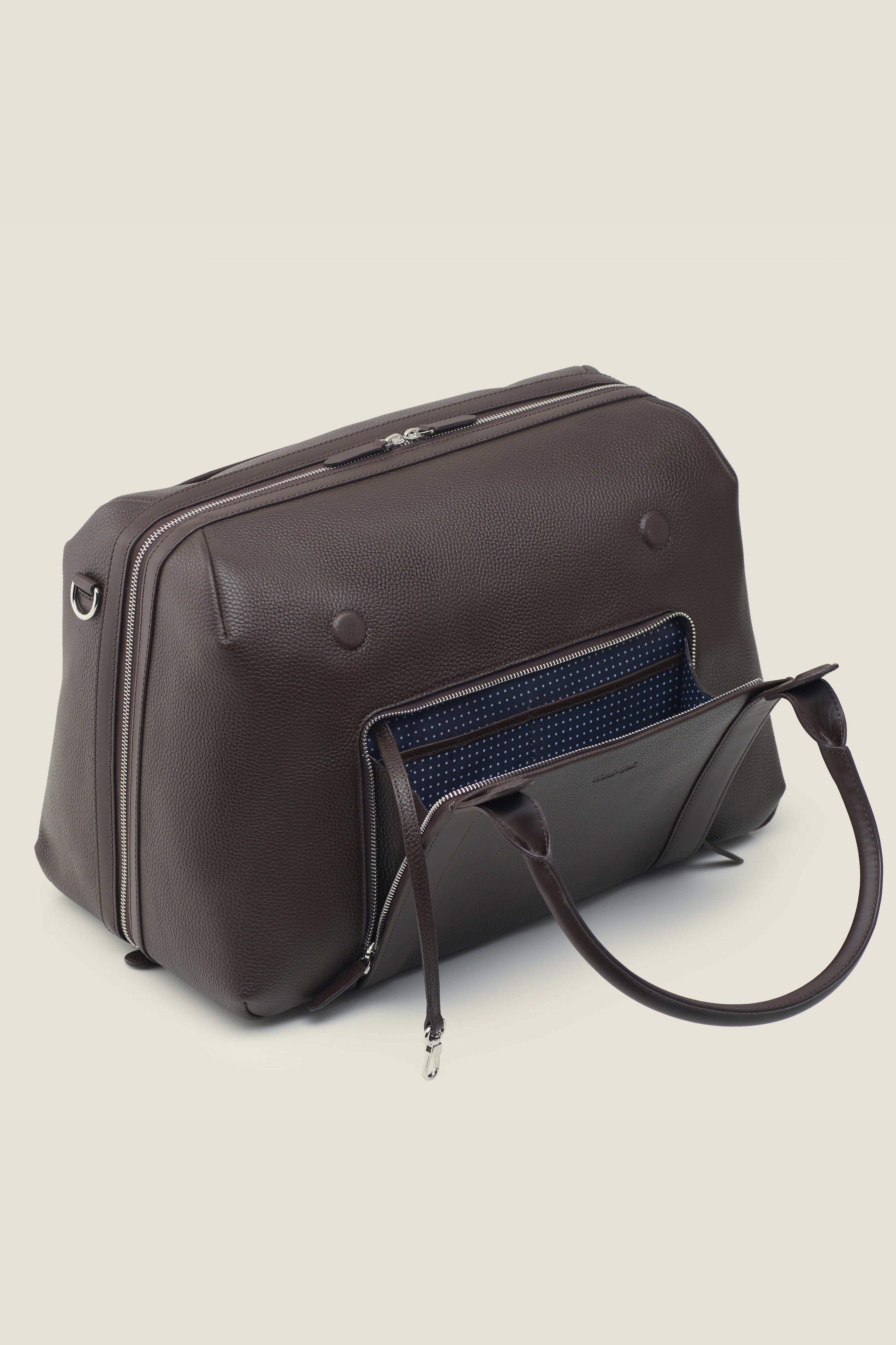 Duffle Suitcase Convertible Underseat Leather Weekender, Alternate, color, Chocolate