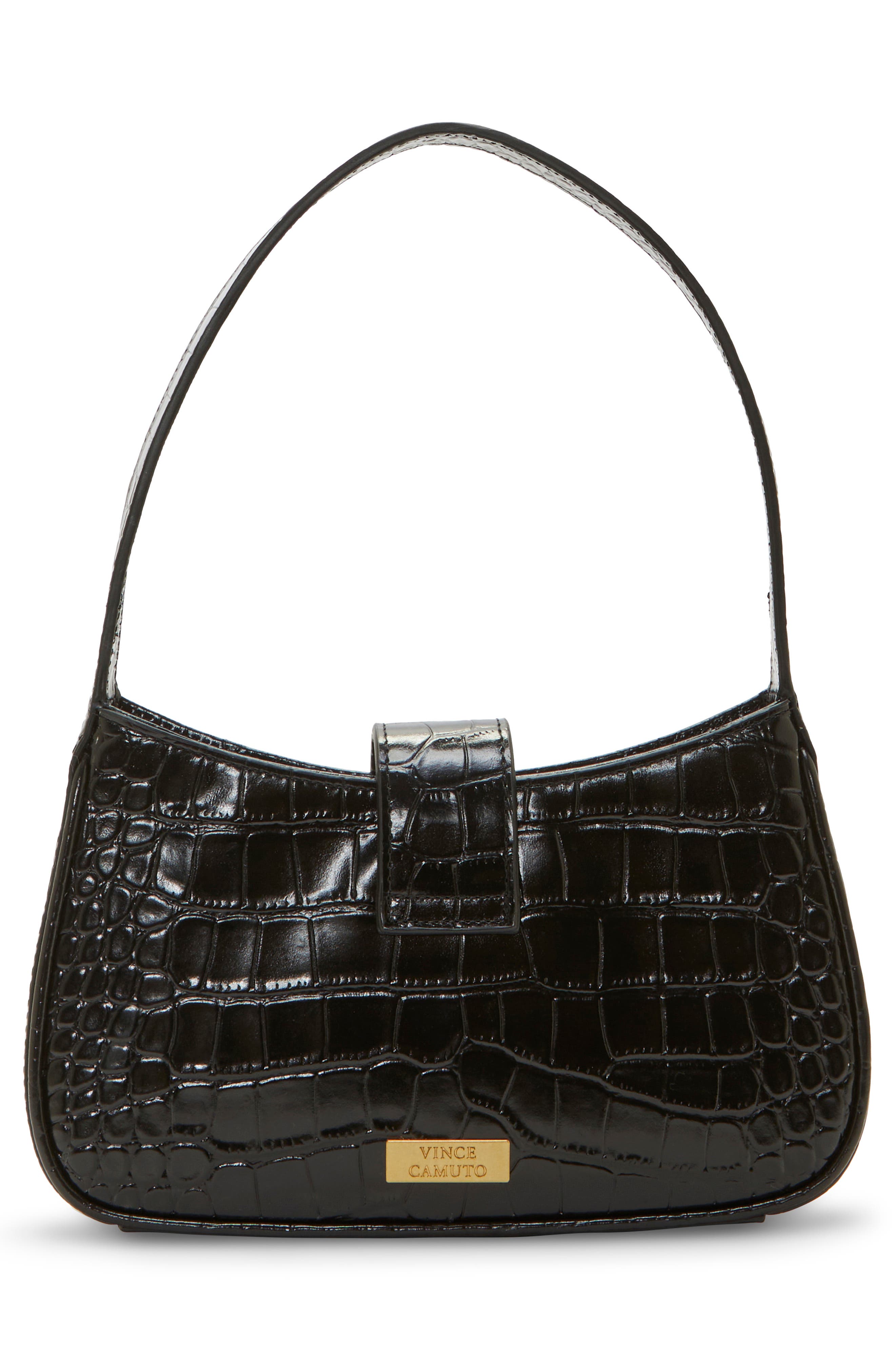 Vince Camuto Barlo Croc Embossed Leather Shoulder Bag, Alternate, color, 