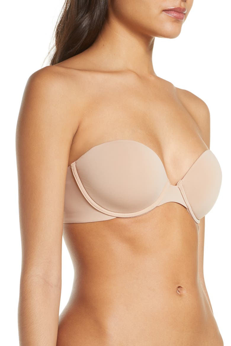 Minimal Contour Underwire Strapless Bra, Alternate, color, CAFE