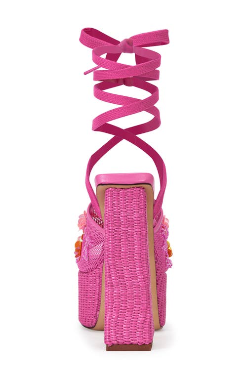 Azalea Wang Fiamma Ankle Wrap Platform Sandal In Pink
