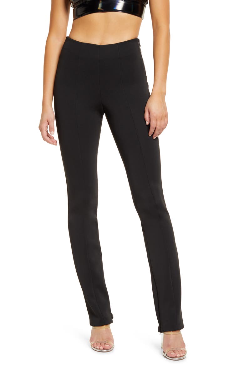 Zip Hem Scuba Knit Pants, Main, color, BLACK001