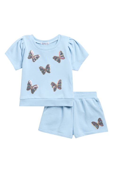 Kids' Floral Sequin Short Sleeve Top & Shorts Set (Toddler & Little Kid)