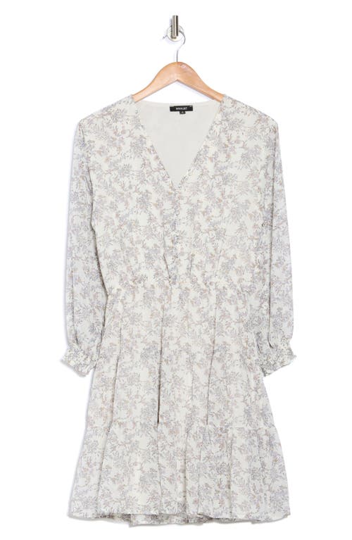 Wishlist Floral Long Sleeve Tiered Minidress In Cream Combo