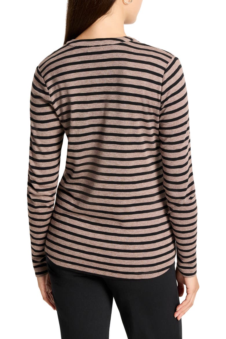 Stripe Long Sleeve Henley T-Shirt, Alternate, color, BROWN MULTI