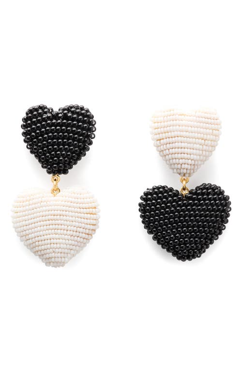 Kate Spade Gold-tone Black & White Beaded Mismatch Drop Earrings In Black/white