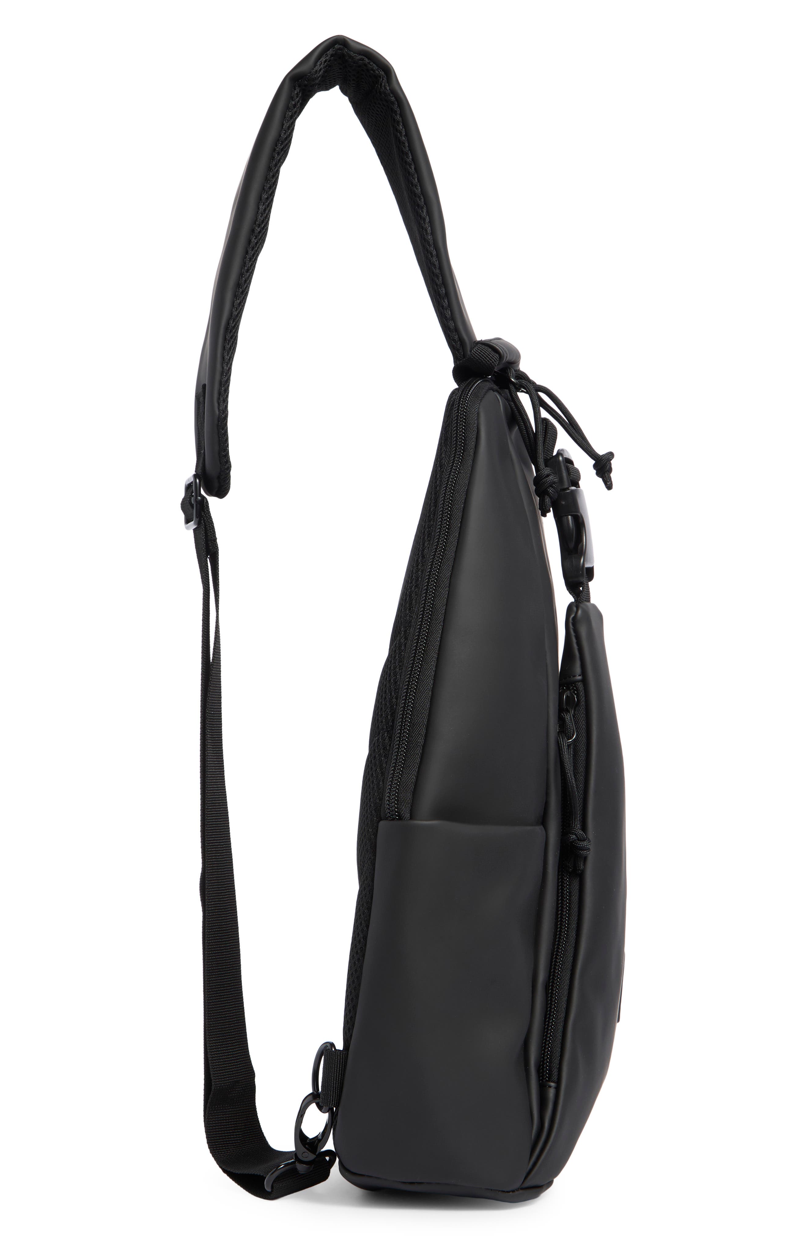 Rubberized Sling Bag, Alternate, color, BLACK