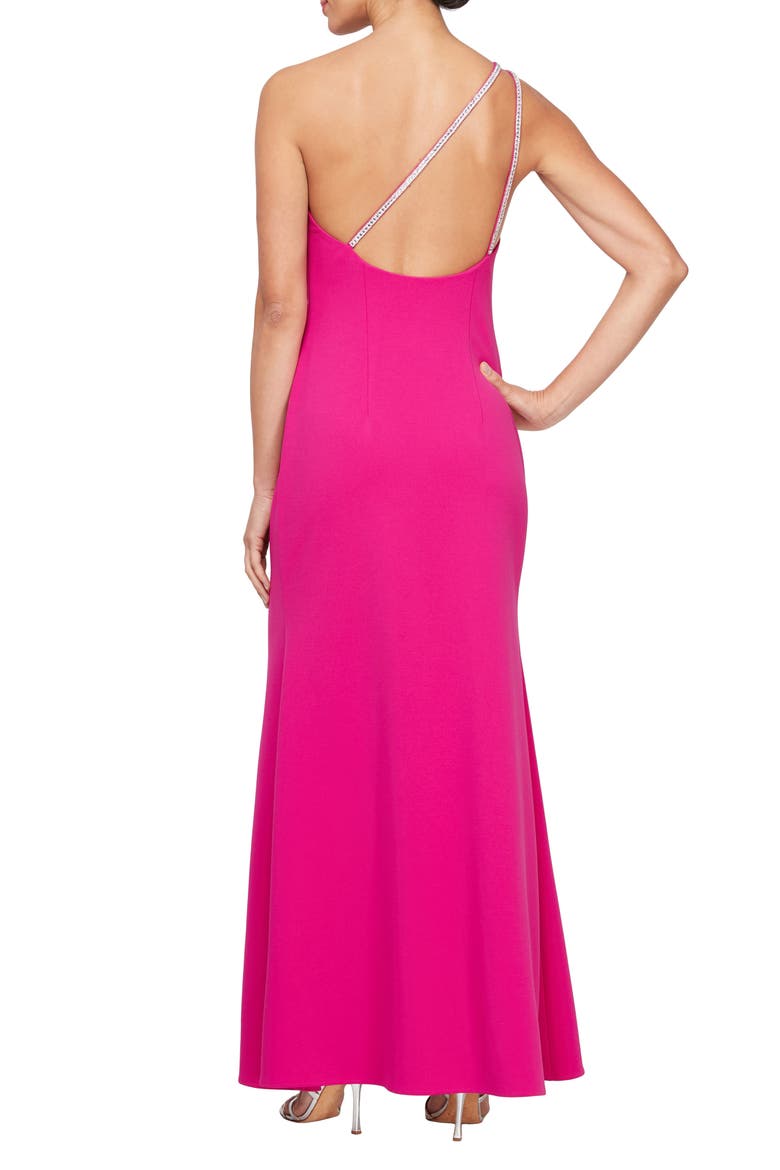 Rhinestone Strap One-Shoulder Gown, Alternate, color, FUCHSIA