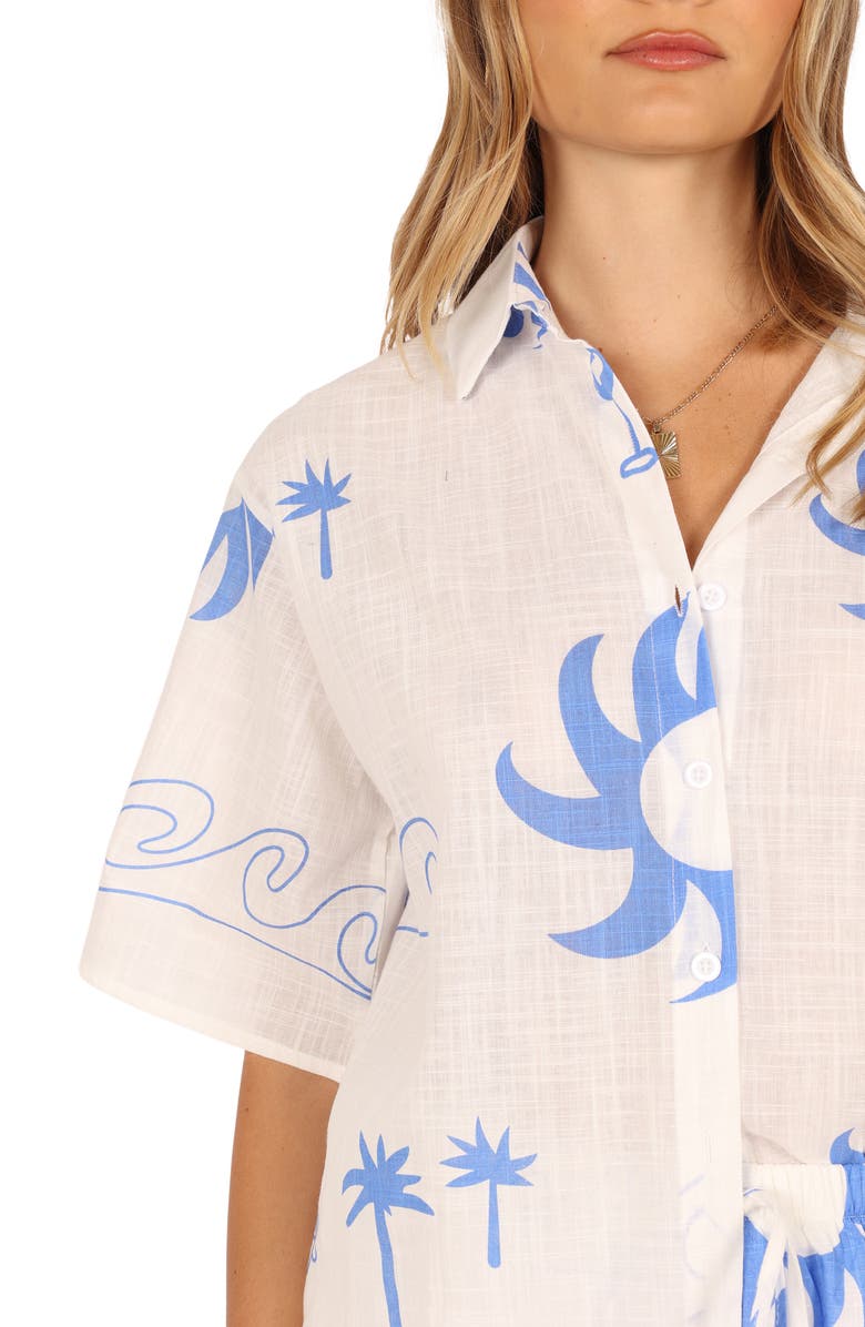 Petal & Pup Sun Wave Cotton Button-Up Shirt & Shorts Set, Alternate, color,