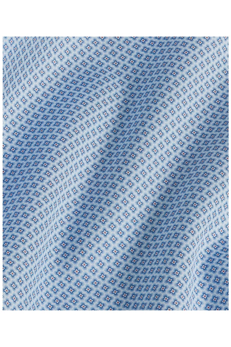 Trim Fit Twill Neat Print Dress Shirt, Alternate, color, BLUE/ MELON