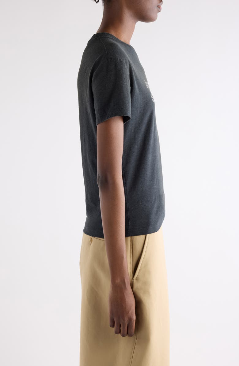 Acne Studios 1996 Logo Distressed Cotton & Hemp Graphic Tee, Alternate, color, Faded Black