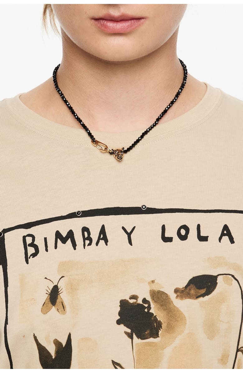 Bimba y Lola Panther Crystals Necklace, Alternate, color, Black