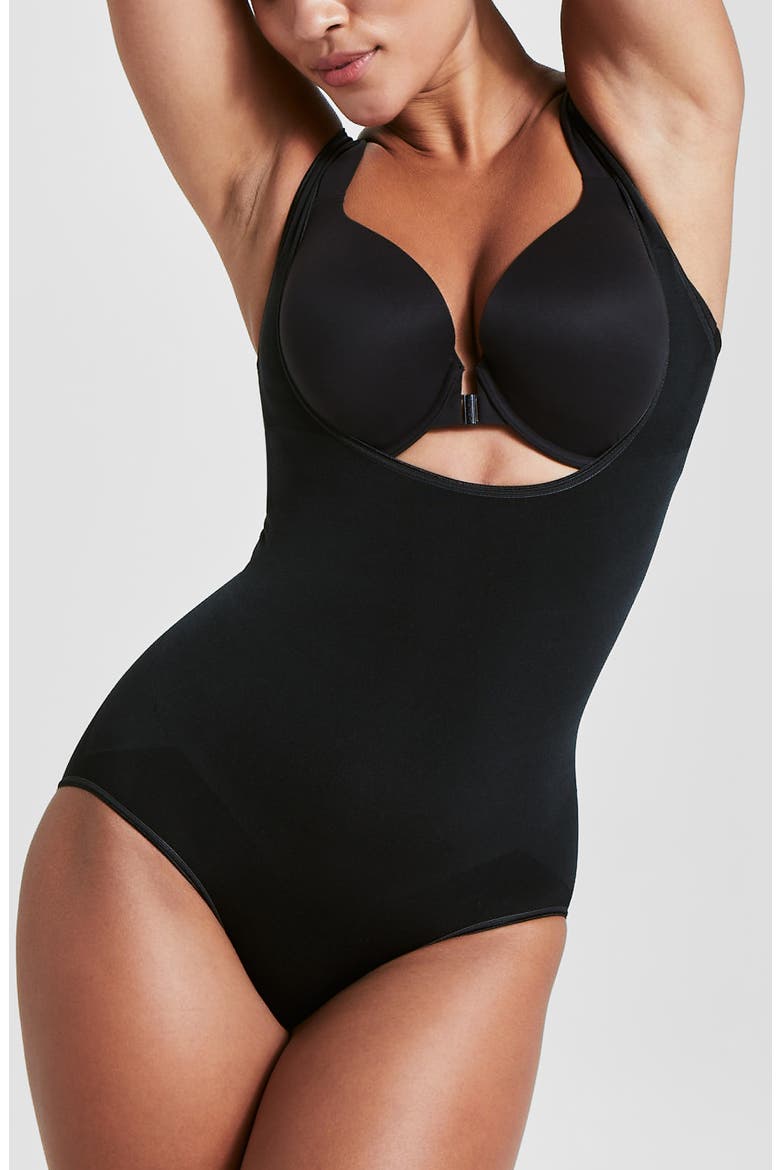 Open Bust Bodysuit, Main, color, VERY BLACK