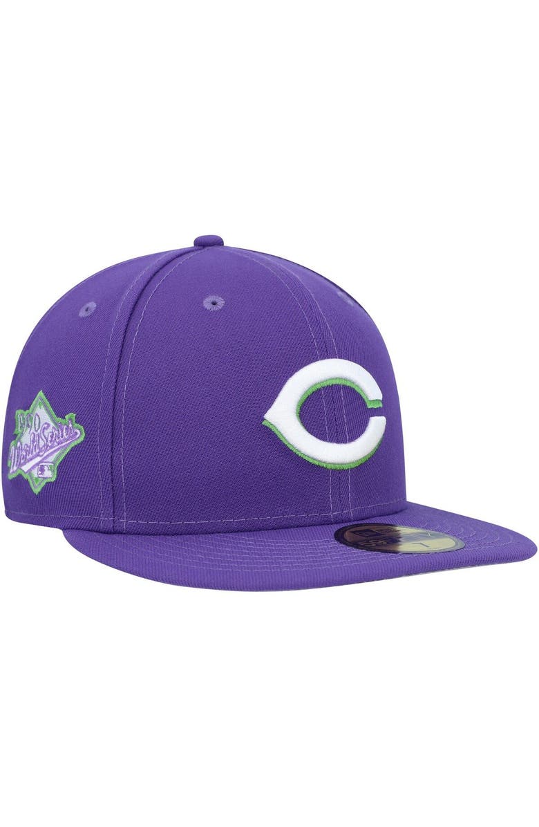 New Era Men's New Era Purple Cincinnati Reds Lime Side Patch 59FIFTY Fitted Hat, Main, color, Purple