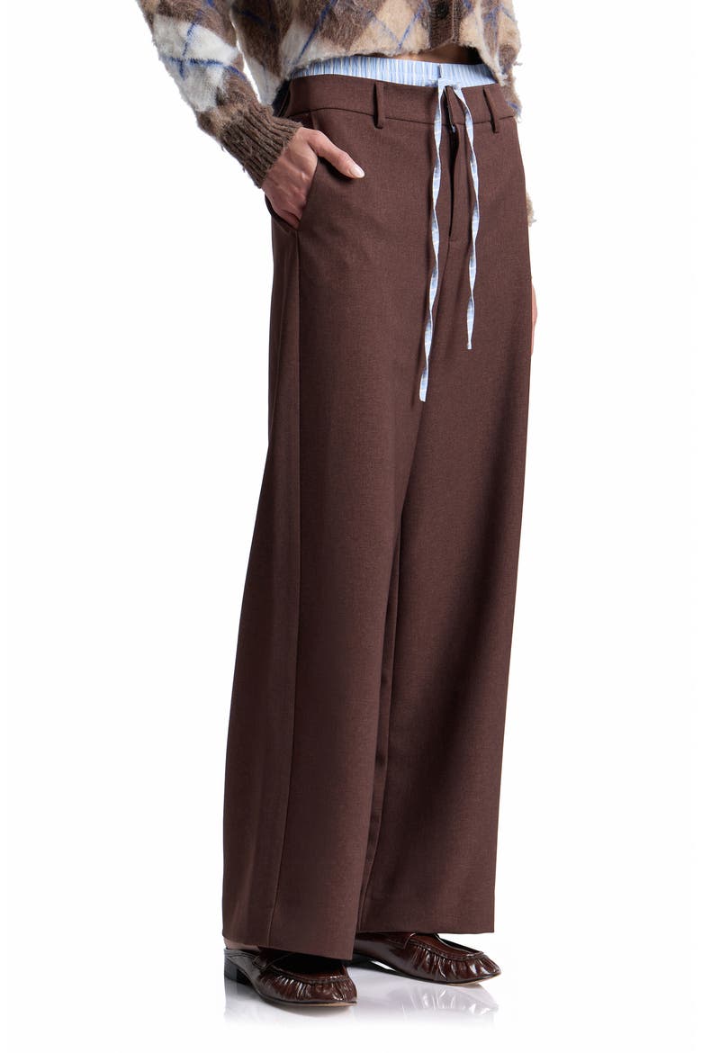 Double Waistband Wide Leg Pants, Alternate, color, BRICK