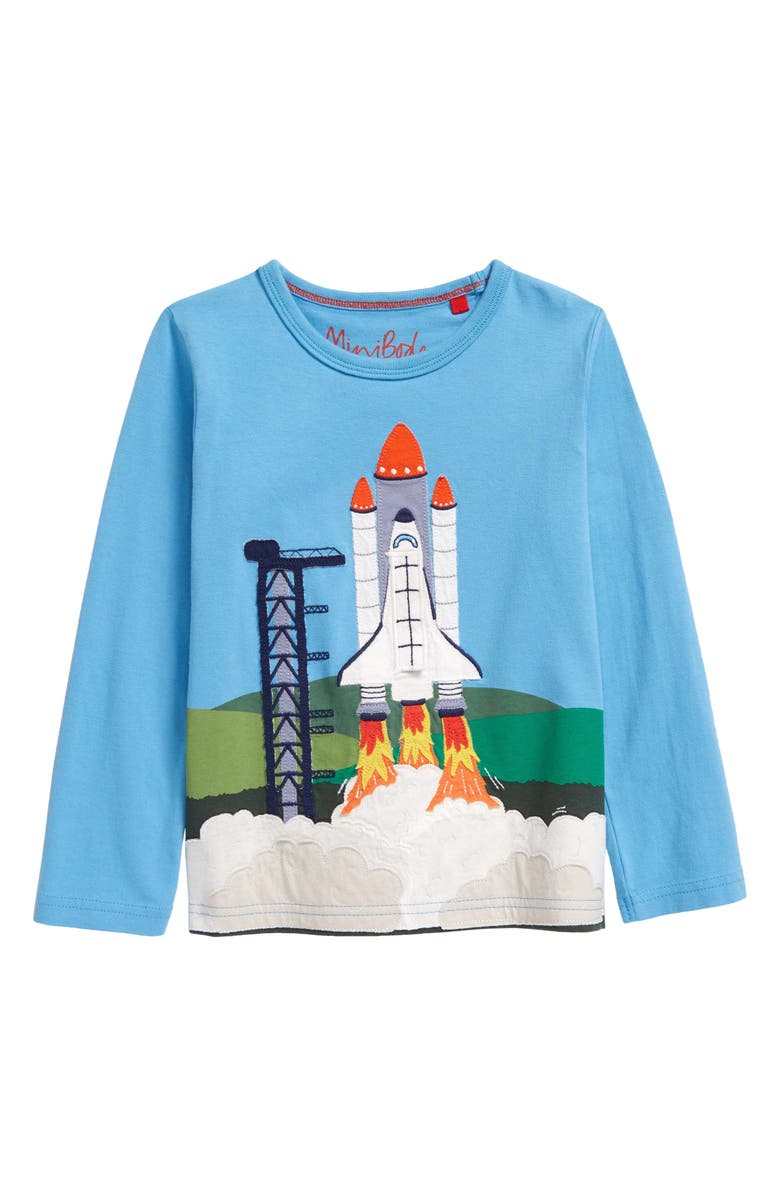 Mini Boden Kids' Space Shuttle Appliqué T-Shirt, Main, color, 