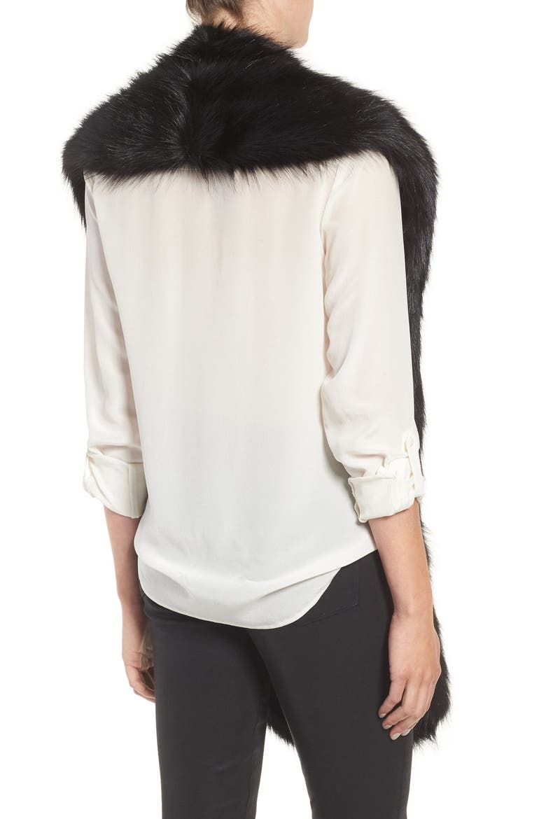Badgley Mischka Faux Mink Stole, Alternate, color, BLACK