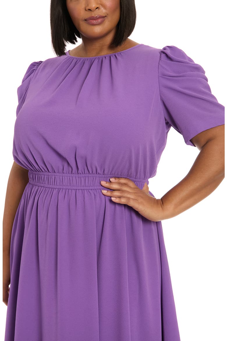 Shirred Crewneck Midi Dress, Alternate, color, DEEP LAVENDER