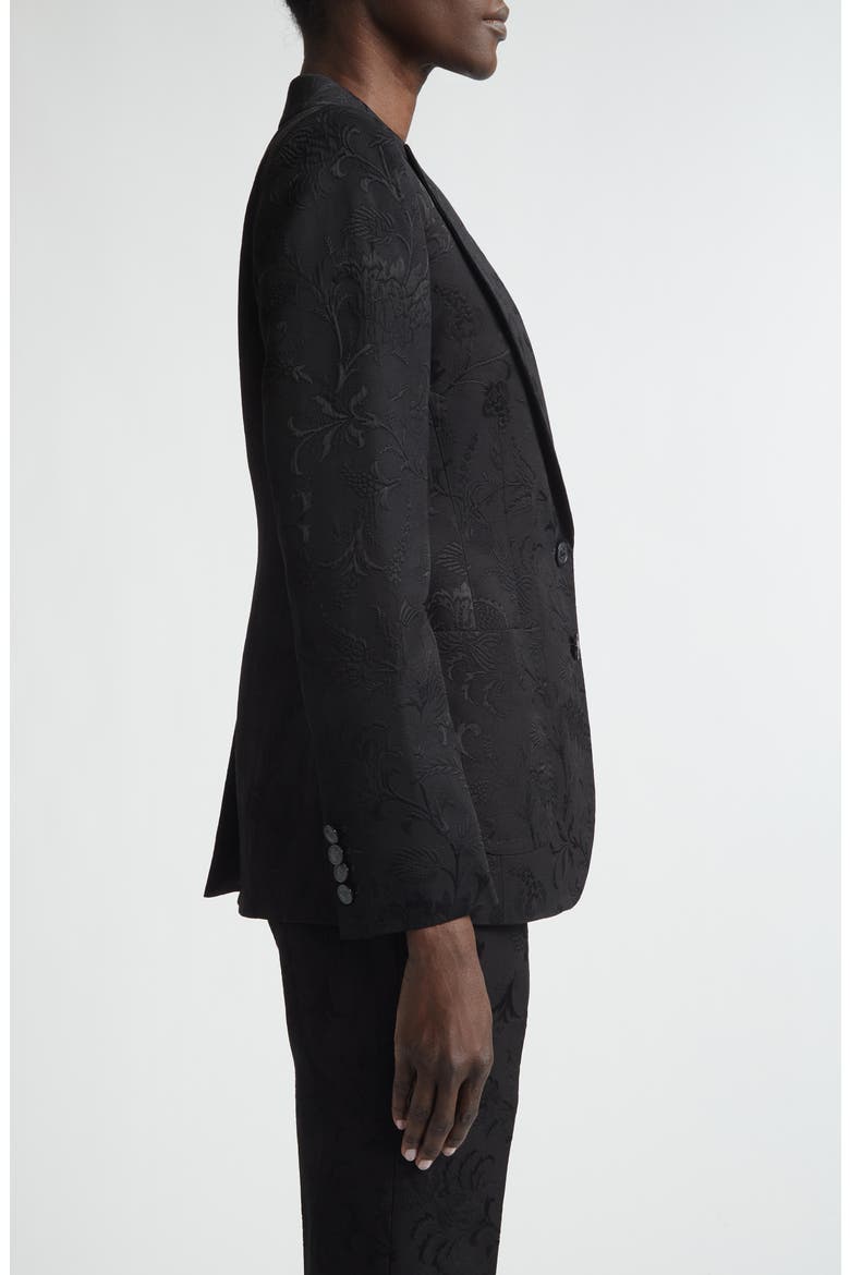 Tonal Floral Paisley Jacquard Jacket, Alternate, color, BLACK