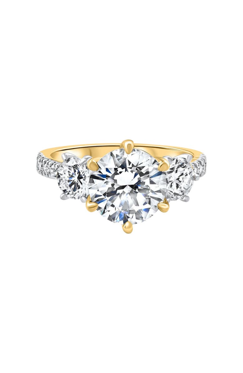 Bliss Diamond Certified 4.26Ct E/VS1 3Stone Round Diamond Engagement 14k Yellow Gold Lab Grown, Main, color,