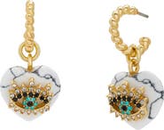 Kurt Geiger London Evil Eye & Heart Drop Hoop Earrings