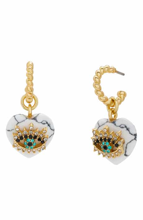 Kurt Geiger London Evil Eye & Heart Drop Hoop Earrings