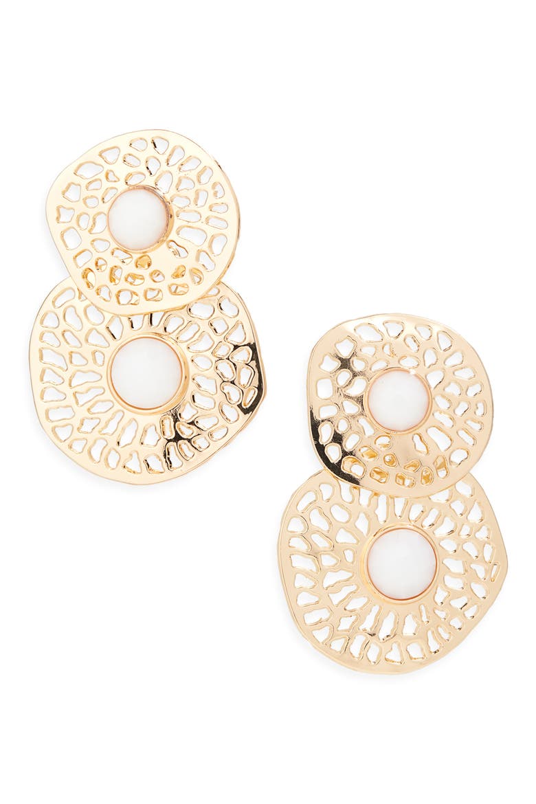 Stone Filigree Drop Earrings, Main, color, GOLD/ NEUTRAL