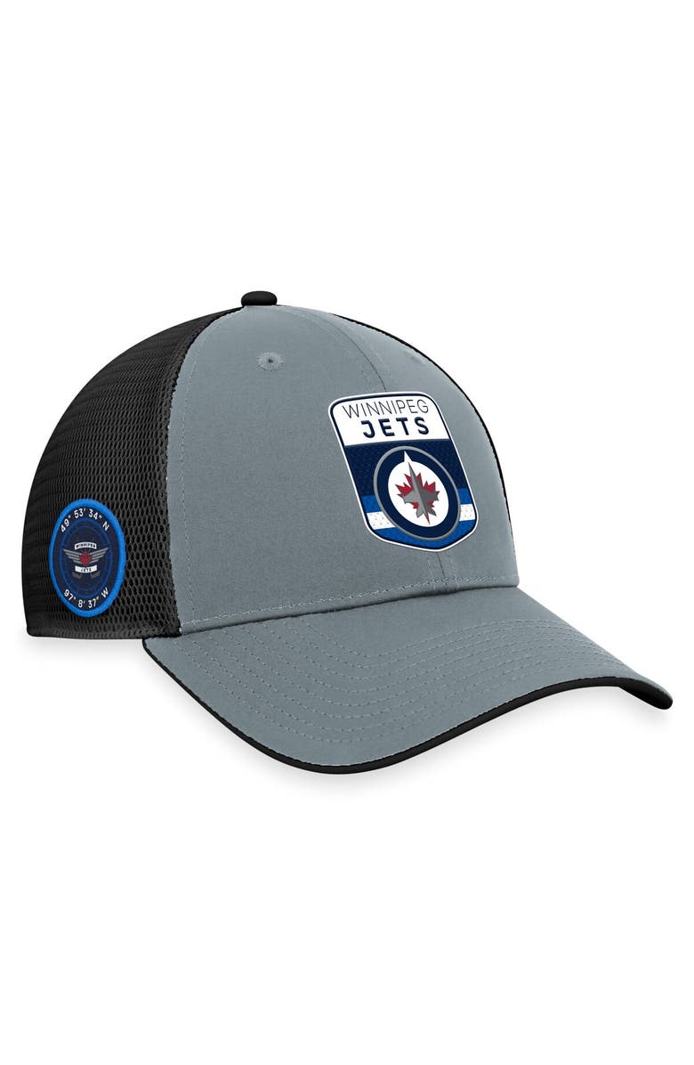 FANATICS Men's Fanatics Branded  Gray/Black Winnipeg Jets Authentic Pro Home Ice Trucker Adjustable Hat, Main, color, 