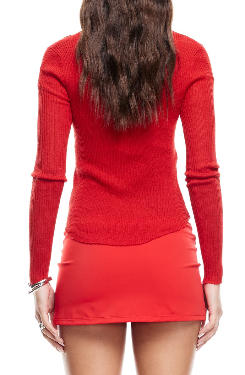 LIONESS Nineties Rib Long Sleeve Henley, Alternate, color, Crimson