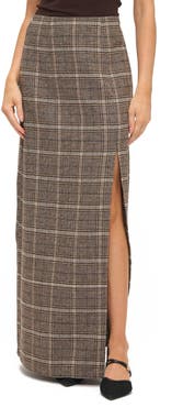 Ookie & Lala Plaid Front Slit Maxi Skirt