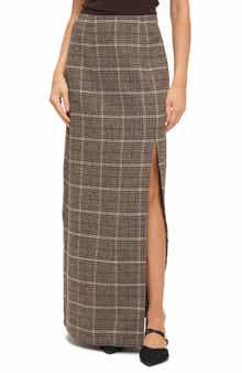 Ookie & Lala Plaid Front Slit Maxi Skirt