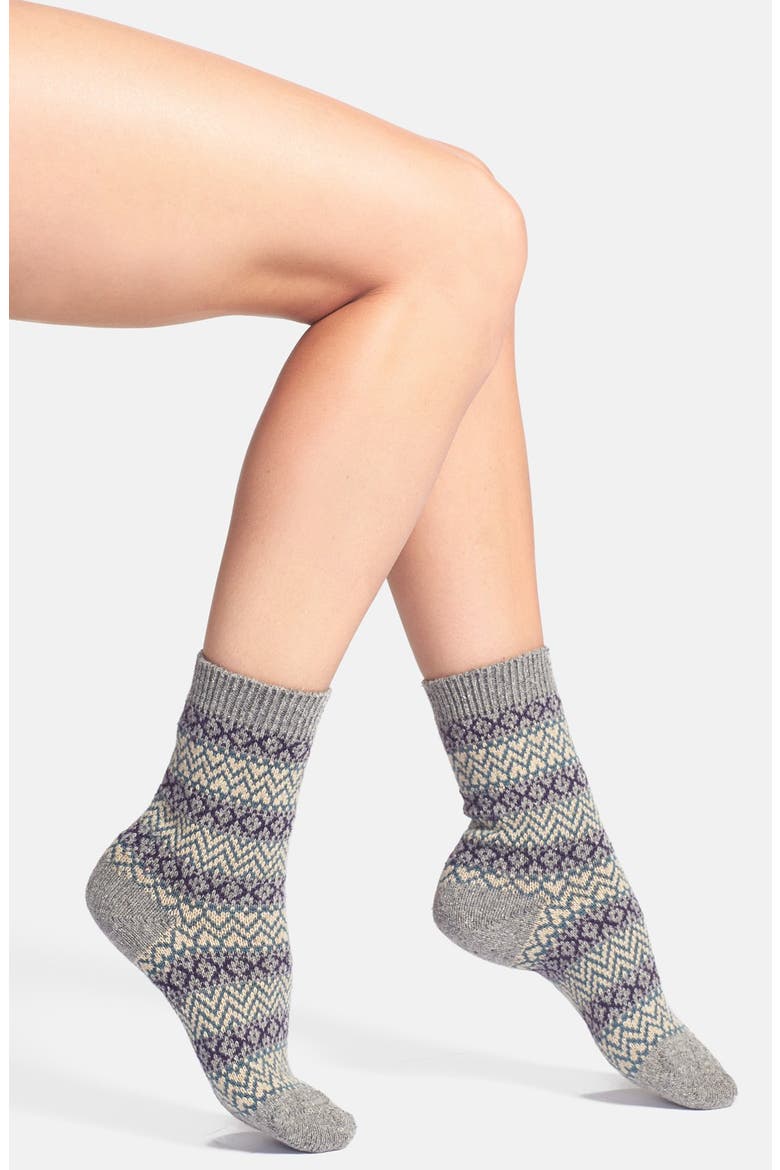 Scott-Nichol 'Rosedale Fair Isle' Wool Blend Socks, Main, color, GRANITE