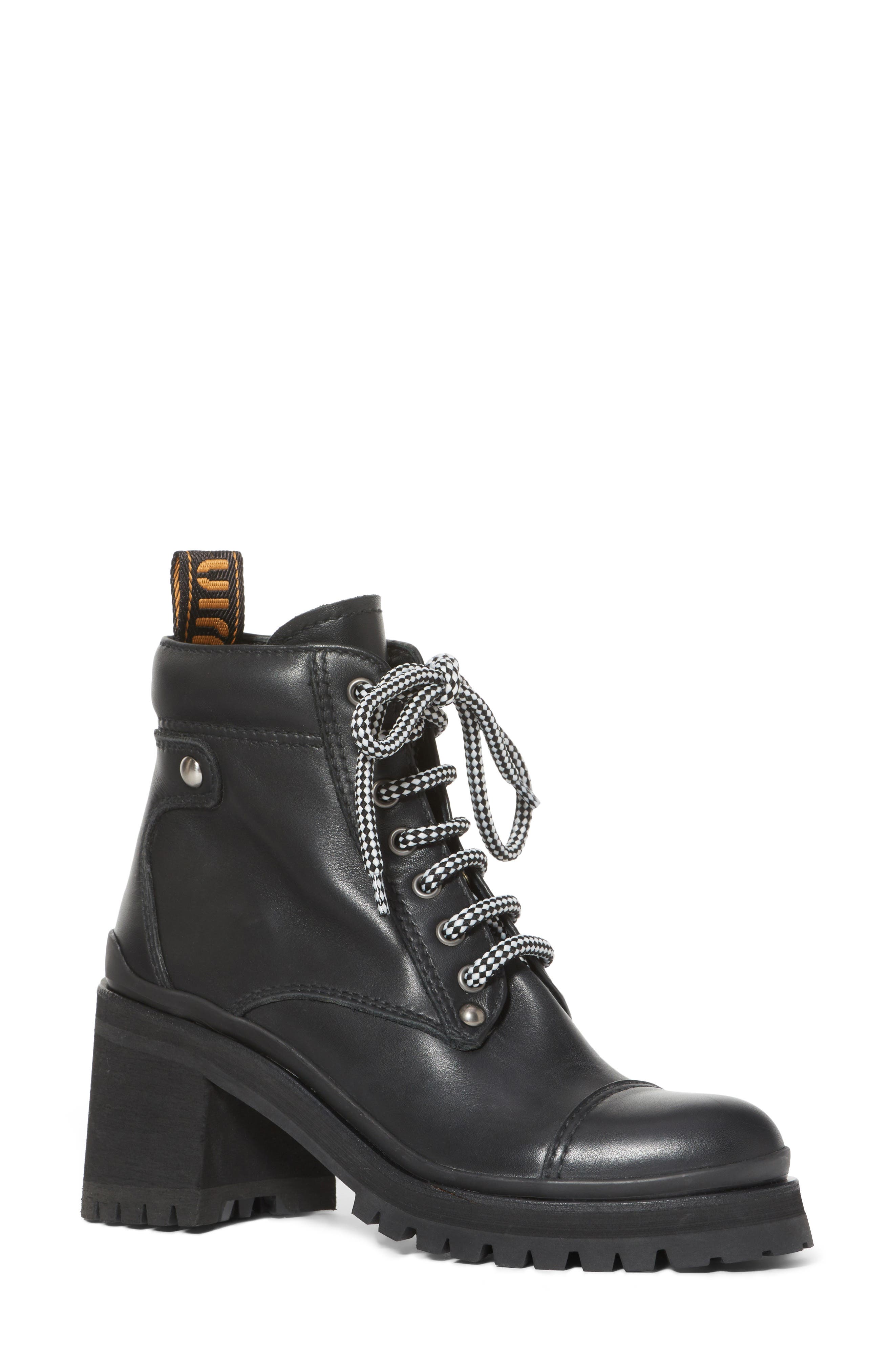 Miu Miu Lugged Sole Combat Boot, Main, color, 