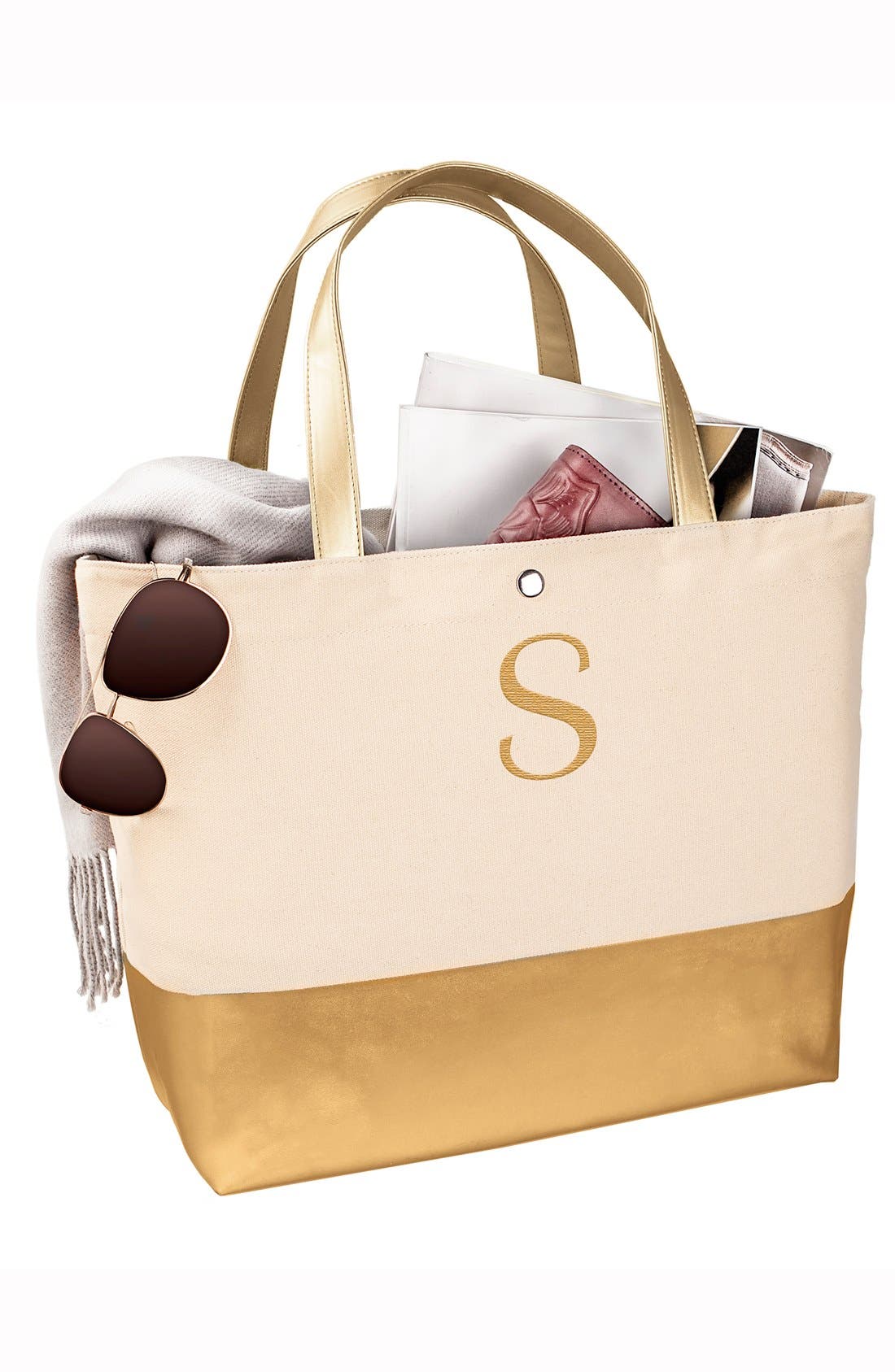 Cathy's Concepts Monogram Canvas Tote, Alternate, color, 