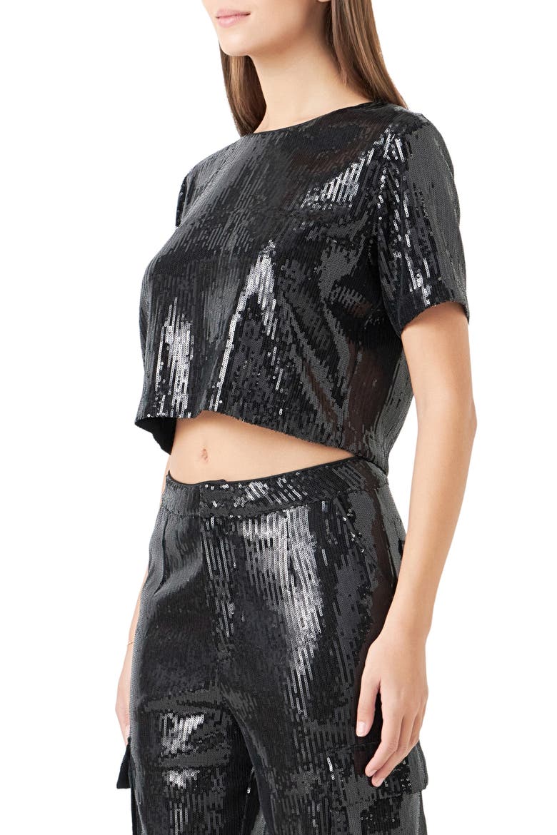 Sequin Crop Top, Alternate, color, BLACK