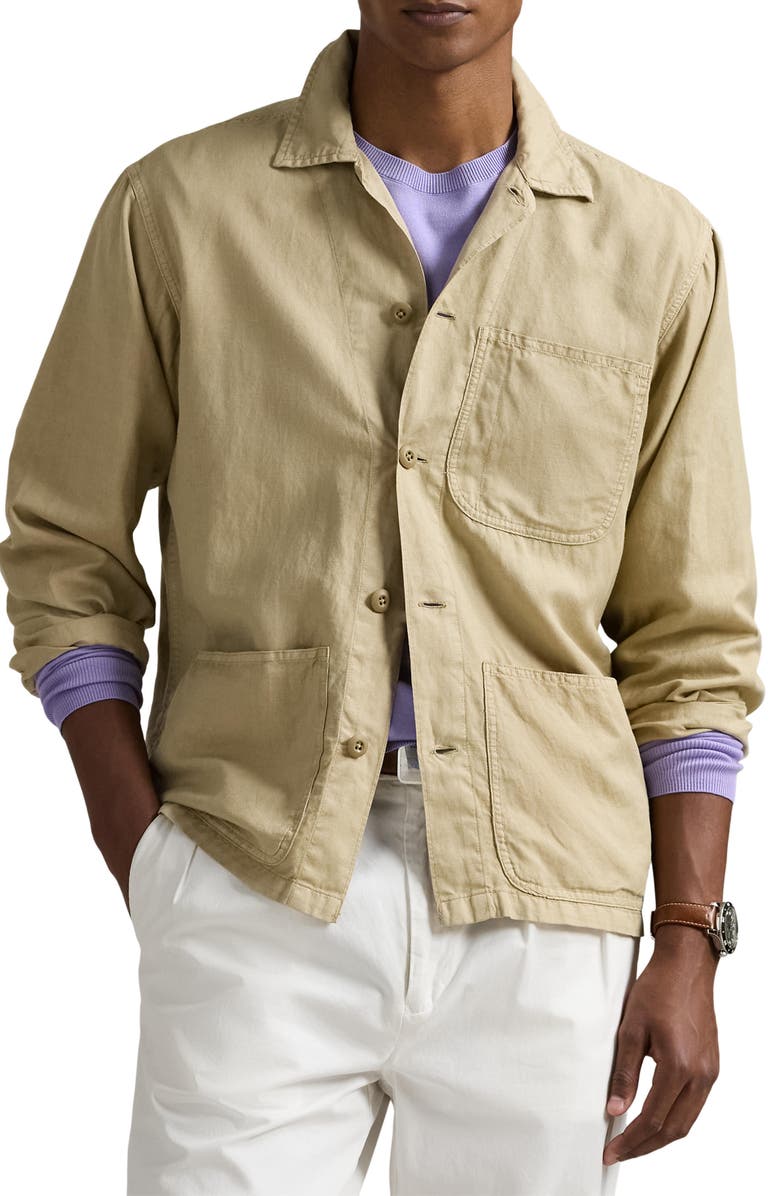 Polo Ralph Lauren Linen & Cotton Overshirt, Main, color, 