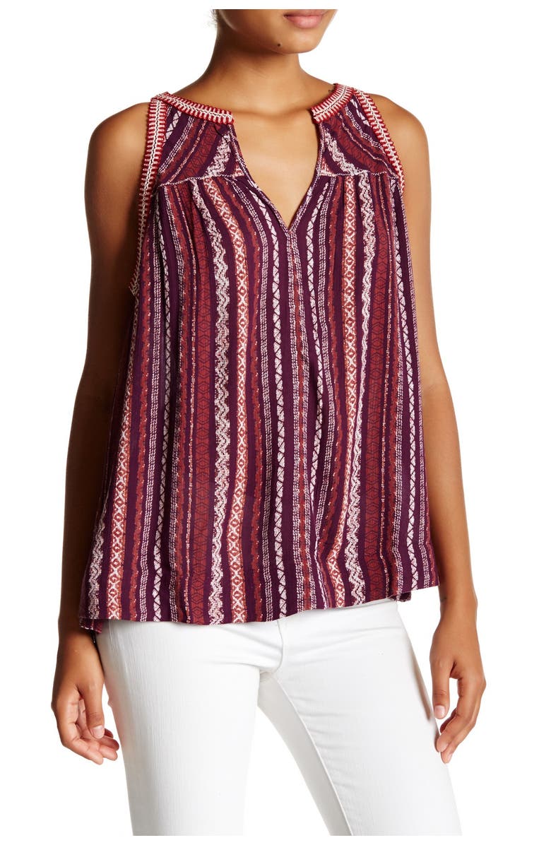 Melrose and Market Embroidered Trim Printed Woven Shell, Main, color, 