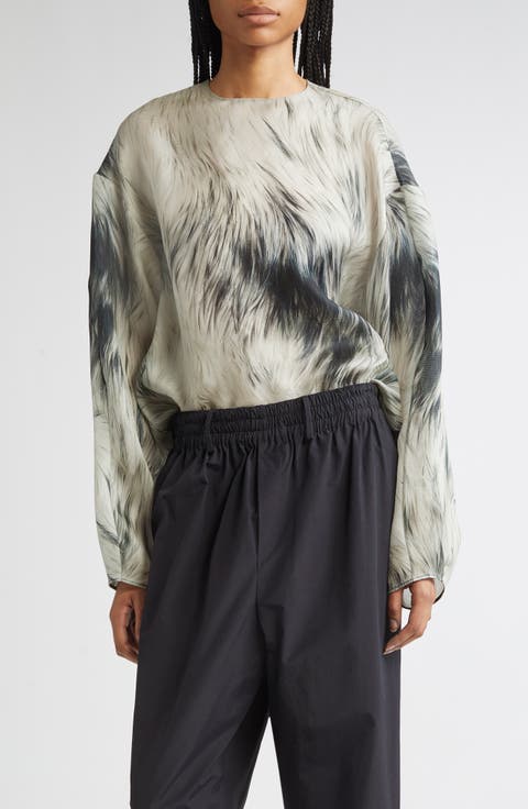 The Briggs Fur Print Relaxed Silk Top