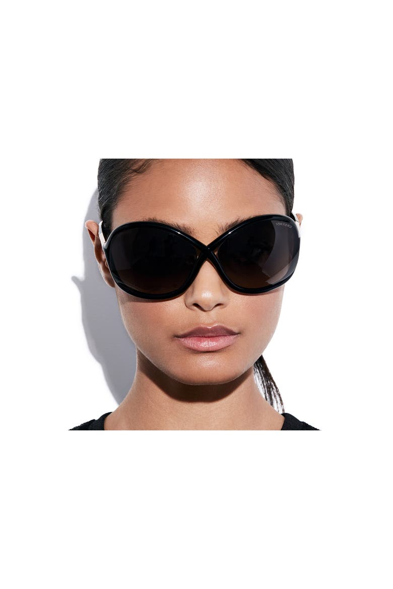 Whitney 64mm Oversize Polarized Sunglasses, Alternate, color, SHINY BLACK