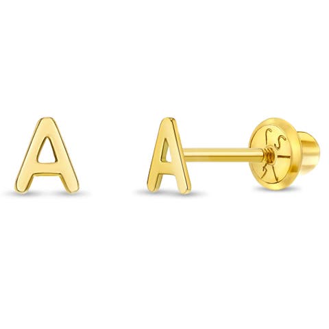 14k Itsy Bitsy Initial Letter Earrings