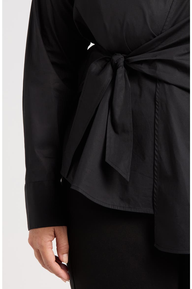 Front Wrap Poplin Shirt, Alternate, color, BLACK