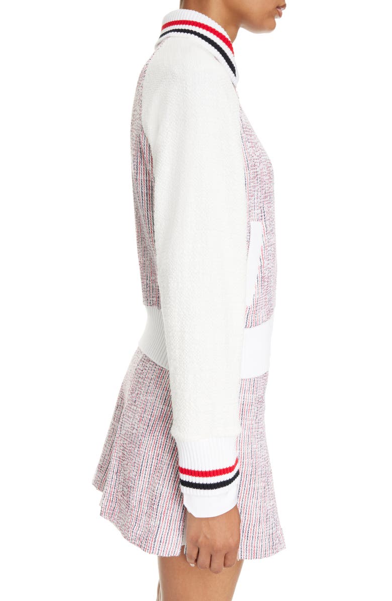 Thom Browne RWB Stripe Tweed Bomber Jacket, Alternate, color, 