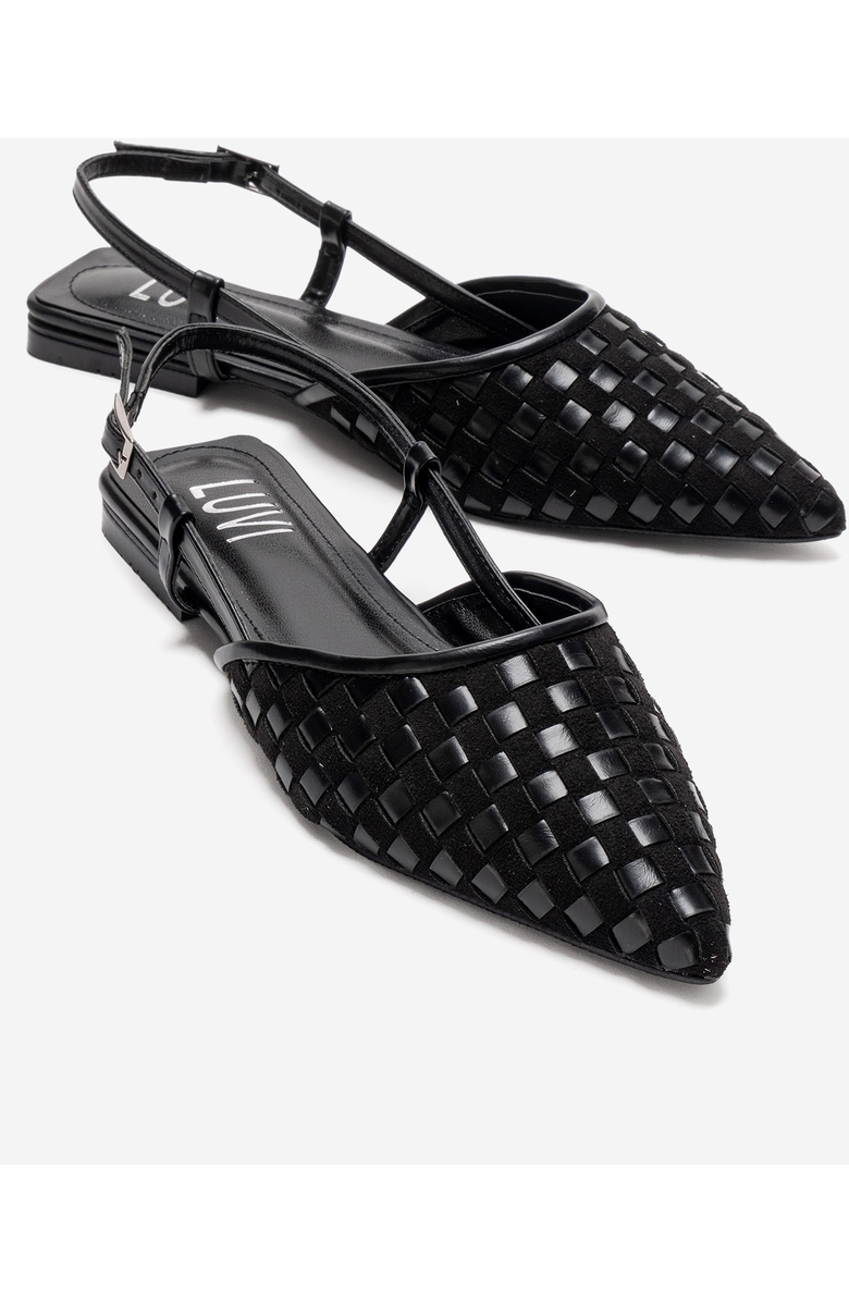 Prologue Shoes Chanda Pointed Toe Woven Sandal, Alternate, color, Black