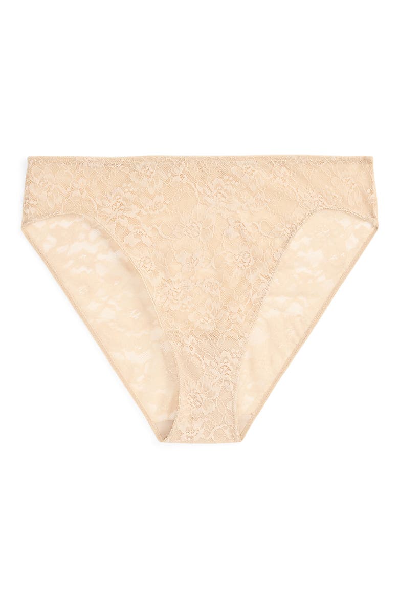 High Leg Lace Briefs, Alternate, color, LIGHT TRUFFLE