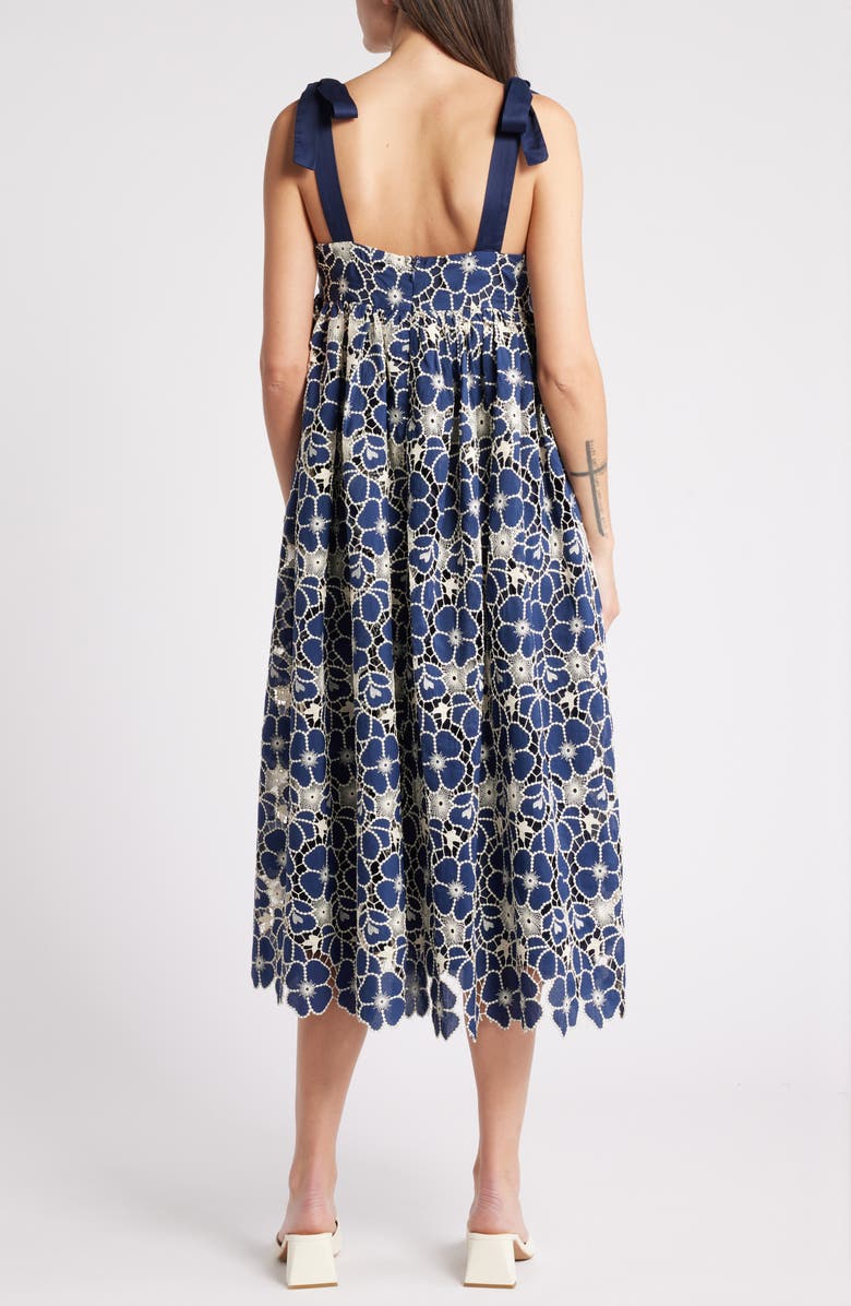 Mila Mae Embroidered Tie Strap Sleeveless Midi Dress, Alternate, color, 