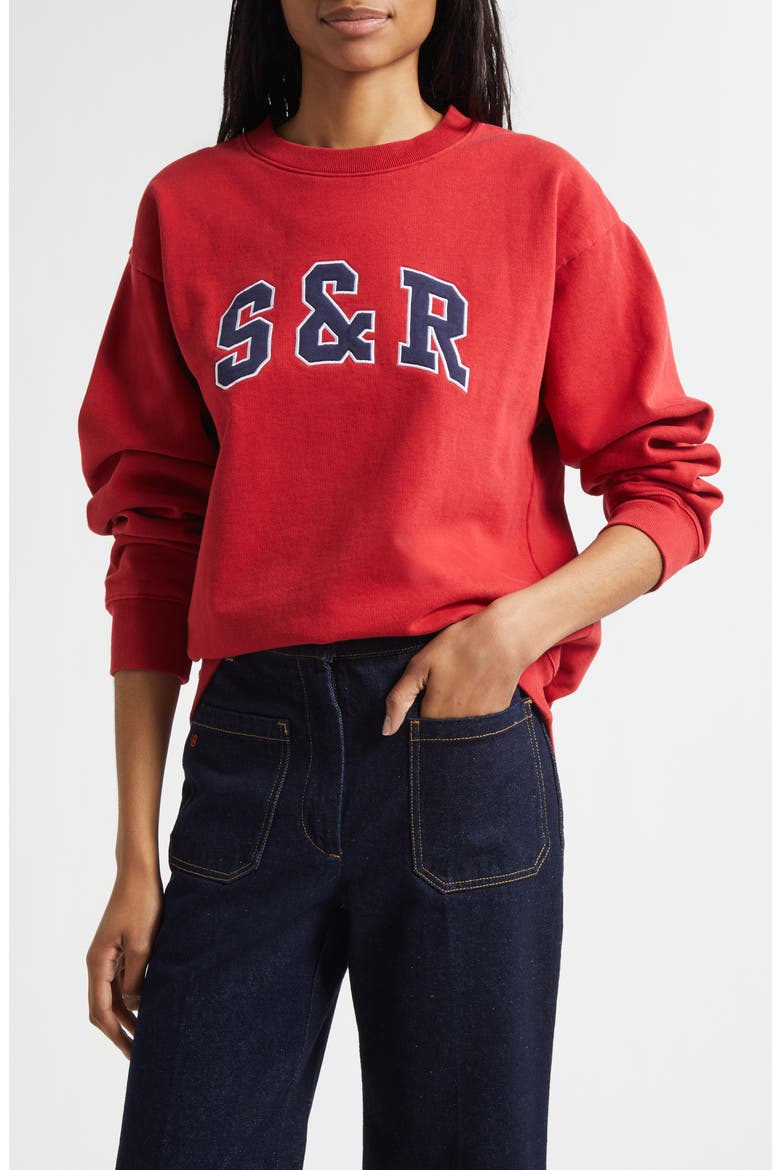 Ivy Logo Appliqué Cotton Graphic Sweatshirt, Main, color, RUBY
